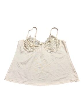 80s European Vintage Canda Lace Bust Unlined Cami Top (Ivory/Cream) Size Large